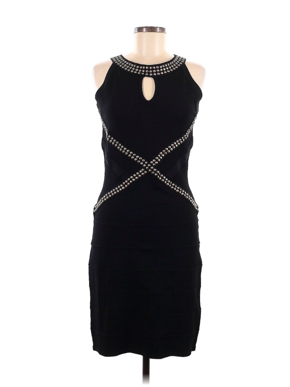 Jax Black Mini Dress with Silver Stud X Detail